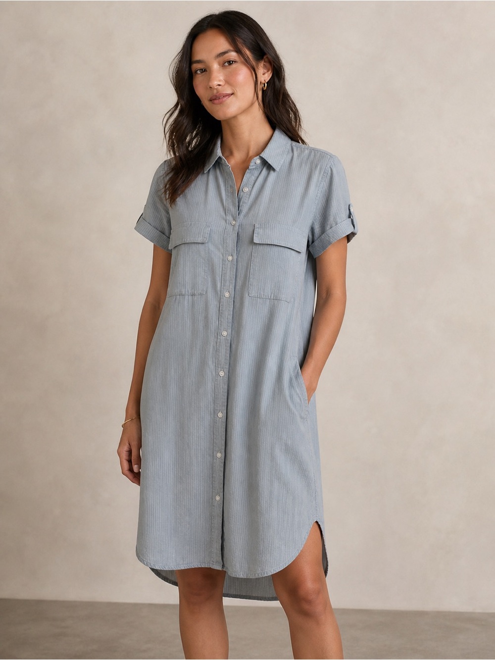 Rails button down short sleeve shirt dress